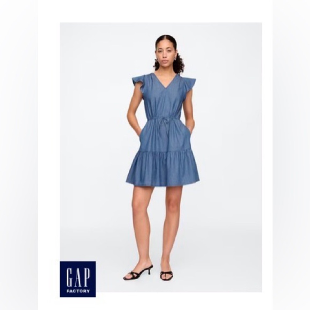 GAP Women's Blue V-Neck Mini Dress